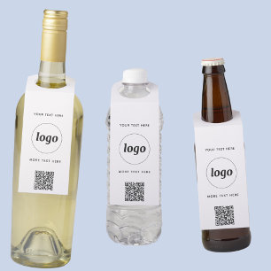 Logo with QR code and Text Business Promotional Bottle Tag