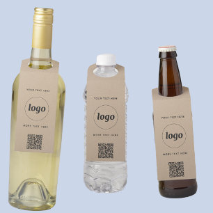 Logo with QR code and Text Business Promotional Bottle Tag