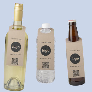 Logo with QR code and Text Business Promotional Bottle Tag