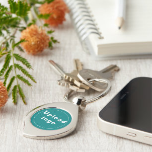 Logo With Teal Green Background on Swirl Metal Key Ring