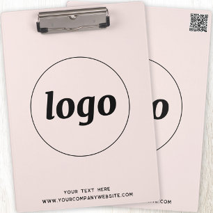 Logo with Text and QR Code Business Clipboard