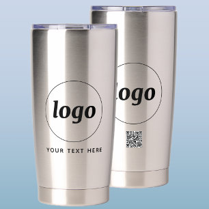 Logo With Text and QR Code Business Promotional Insulated Tumbler