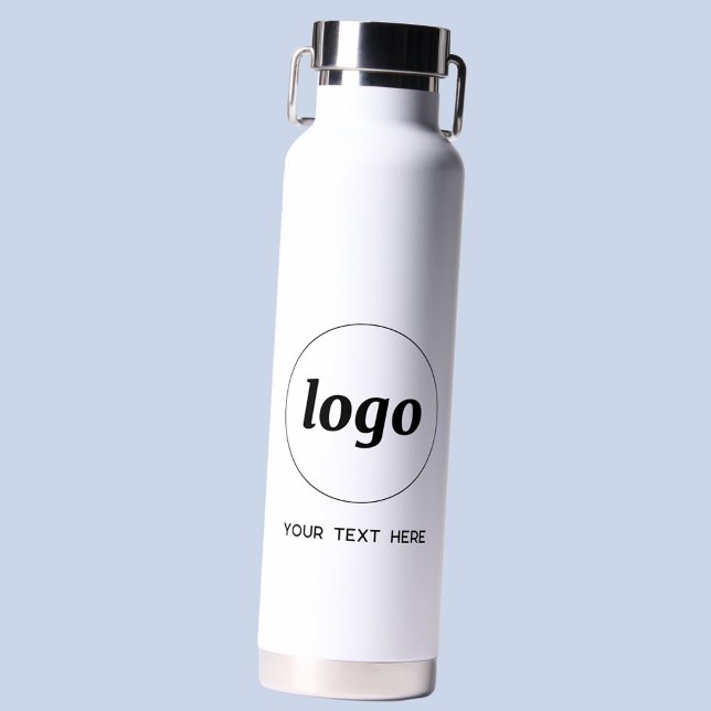 Logo with Text Business Branding Promotional Water Bottle (Simple logo with custom text promotional business branding water bottle)
