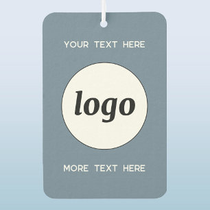 Logo With Text Business Promotional Dusty Blue Car Air Freshener
