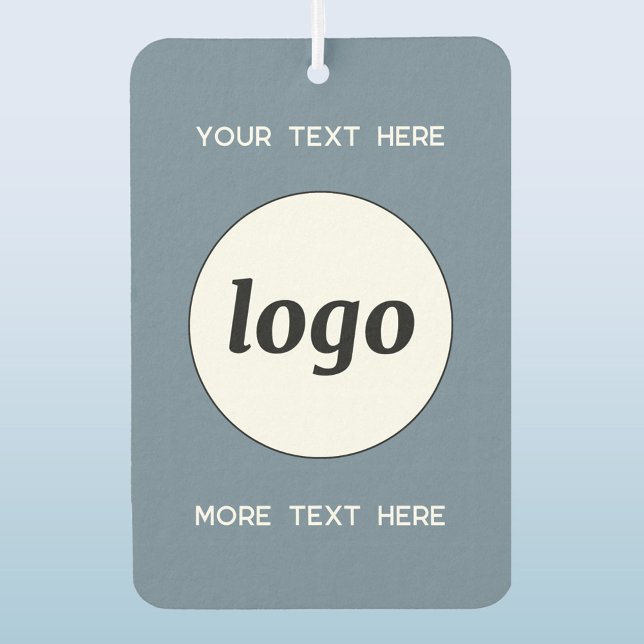 Logo With Text Business Promotional Dusty Blue Car Air Freshener (Simple logo with custom text business branding promotional car motor vehicle air freshener)