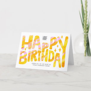 Logo Yellow Fun Crayon Handwritten Birthday Card