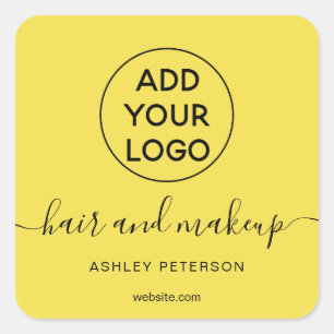 Logo yellow simple typography hair makeup square sticker