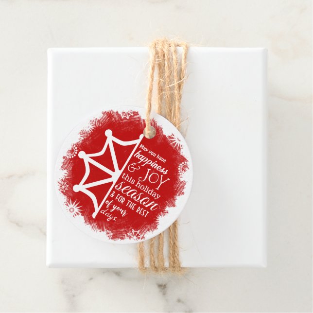 Logo'd Red Snowflake Christmas Gift Tag (In Situ)