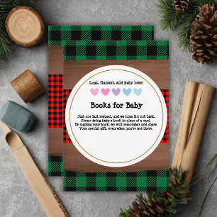 Logs Flannel Rustic Plaid Hearts Baby Shower Enclosure Card