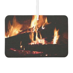 Logs in the Fireplace Warm Fire Photography Car Air Freshener