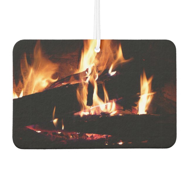 Logs in the Fireplace Warm Fire Photography Car Air Freshener (Front)