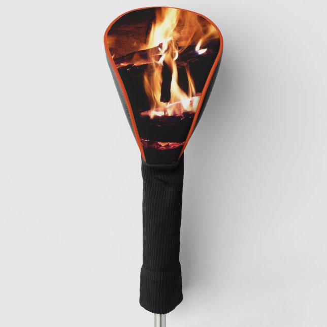 Logs in the Fireplace Warm Fire Photography Golf Head Cover (Front)