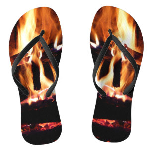 Logs in the Fireplace Warm Fire Photography Jandals