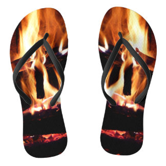 Logs in the Fireplace Warm Fire Photography Jandals