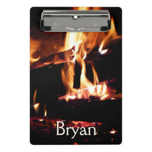 Logs in the Fireplace Warm Fire Photography Mini Clipboard