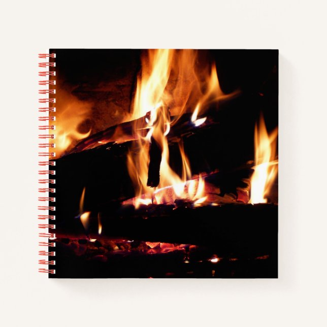 Logs in the Fireplace Warm Fire Photography Notebook (Front)