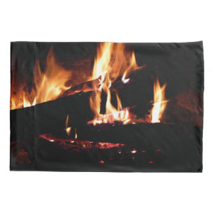 Logs in the Fireplace Warm Fire Photography Pillowcase