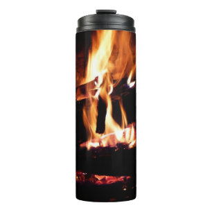 Logs in the Fireplace Warm Fire Photography Thermal Tumbler