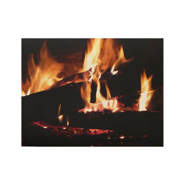 Logs in the Fireplace Warm Fire Photography Wood Poster (Front)