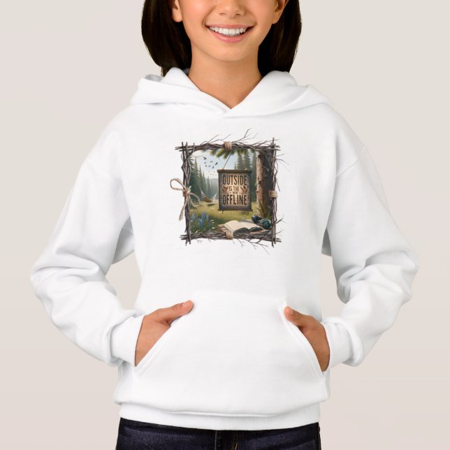 Logs & Lazy Mornings Hoodie – Cosy Campfire Style (Front)