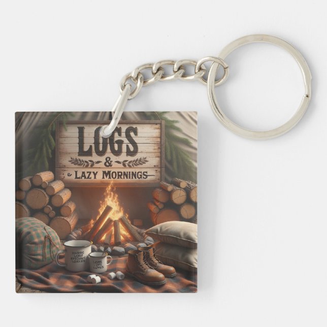 Logs & Lazy Mornings Keychain – Camping Adventure (Back)