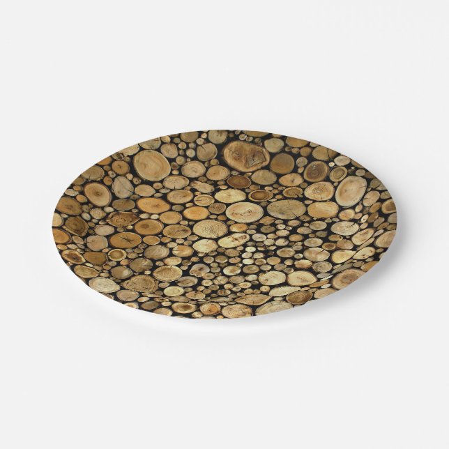 Logs Themed Wallpaper Paper Plate (Angled)