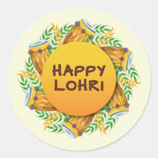 Lohri Round Sticker/ Favour tag