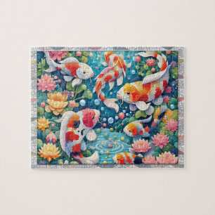 Loi Pond Mosaic, Fish Animals, Tiles, Gift, Jigsaw Puzzle