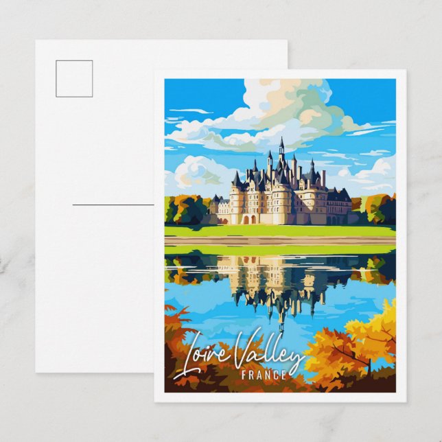 Loire Valley France vintage travel illustration Postcard (Front/Back)