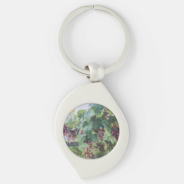 Loire Valley Vineyard – French Grape Painting Key Ring (Front)