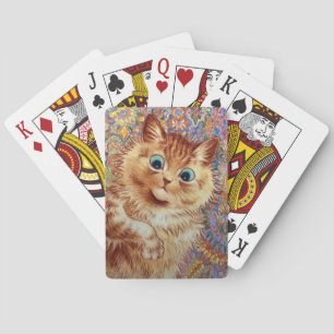 Lois Wain Blue Eyed Cat on Patterned Background Playing Cards