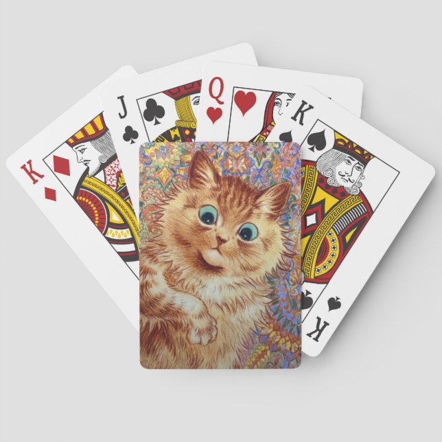 Lois Wain Blue Eyed Cat on Patterned Background Playing Cards (Back)