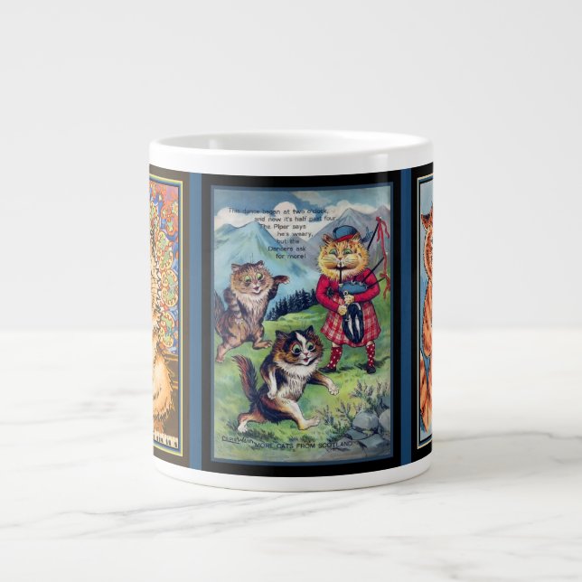 Lois Wain Cats Playing Musical Instruments Large Coffee Mug (Front)