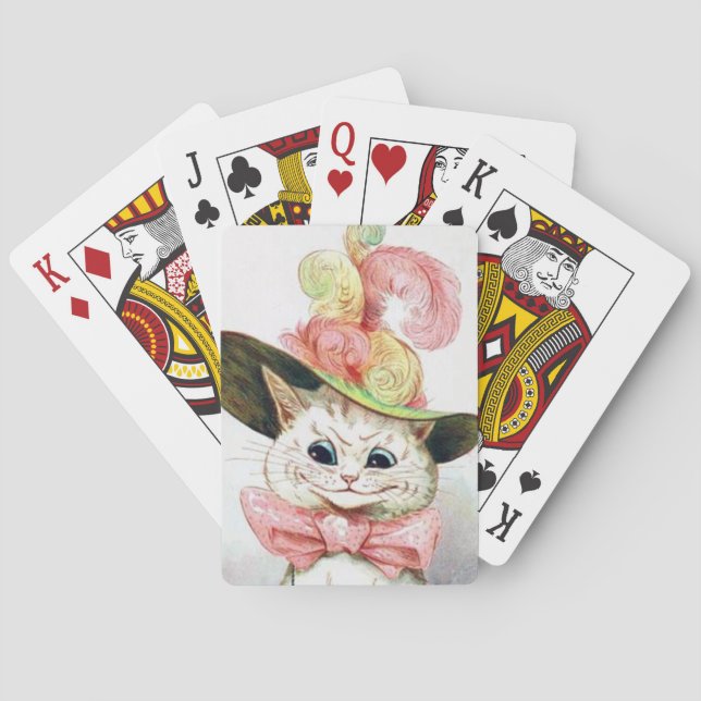 Lois Wain Sassy White Cat in a Fancy Hat Playing Cards (Back)