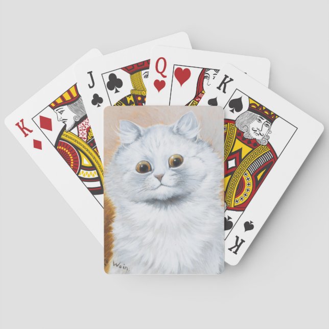 Lois Wain White Cat Portrait Playing Cards (Back)