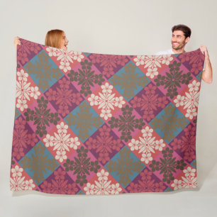 Lokanui hawaiian quilt plumeria fleece blanket