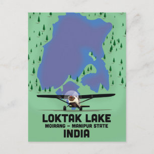 Loktak Lake Manipur state, India map Postcard