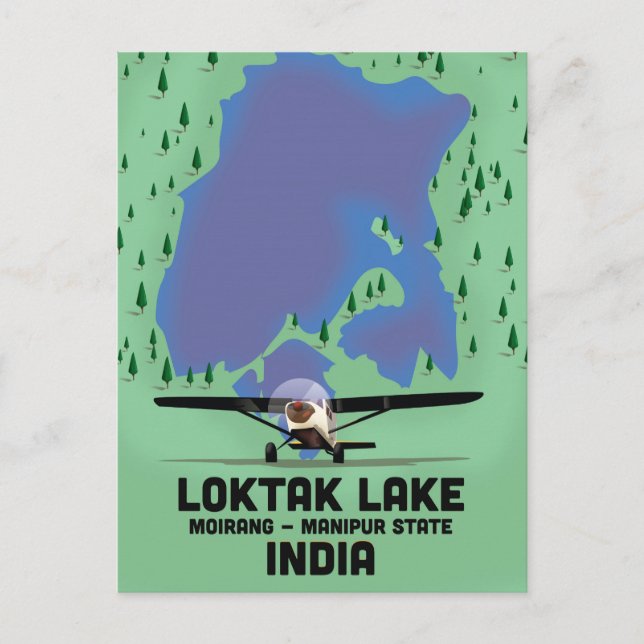 Loktak Lake Manipur state, India map Postcard (Front)