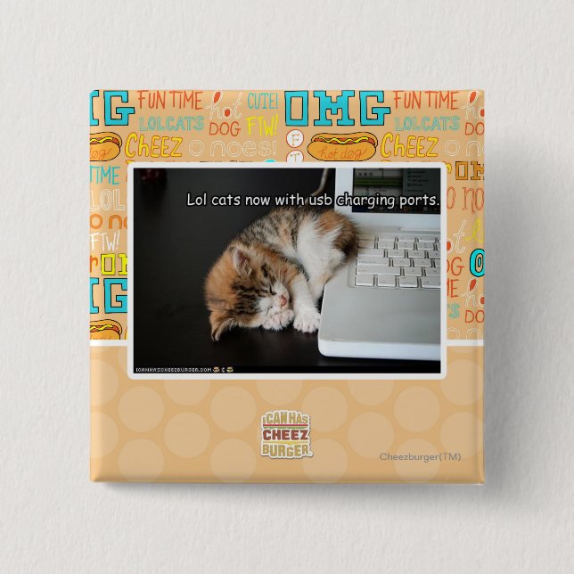 Lol cats with USB 15 Cm Square Badge (Front)