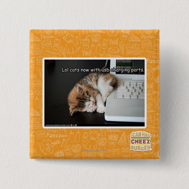 Lol cats with USB 15 Cm Square Badge (Front)