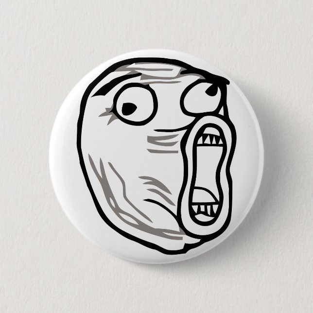 lol face meme humour rofl omg omfg 6 cm round badge (Front)