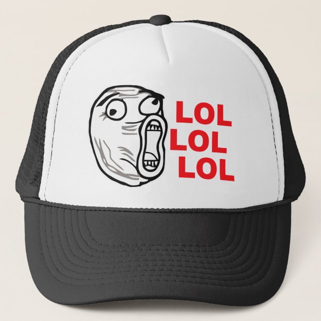 lol face meme humour rofl omg omfg trucker hat (Front)