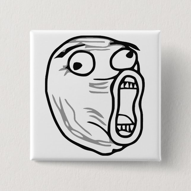 LOL Laugh Out Loud Rage Face Meme 15 Cm Square Badge (Front)