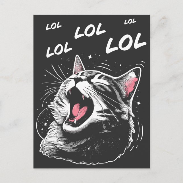 LOL Laughing Cat Holiday Postcard (Front)
