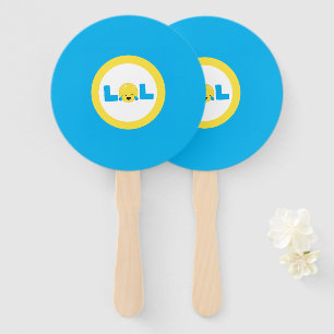 LOL Laughing Out Loud Colourful Yellow Blue Emoji Hand Fan