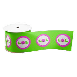 LOL Laughing Out Loud Purple Bright Green  Satin Ribbon