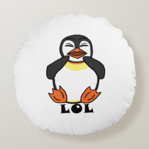 LOL Laughing penguin Round Cushion