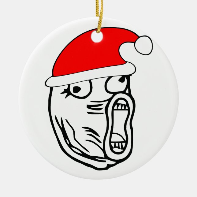 LOL Santa - xmas internet meme Ceramic Tree Decoration (Front)
