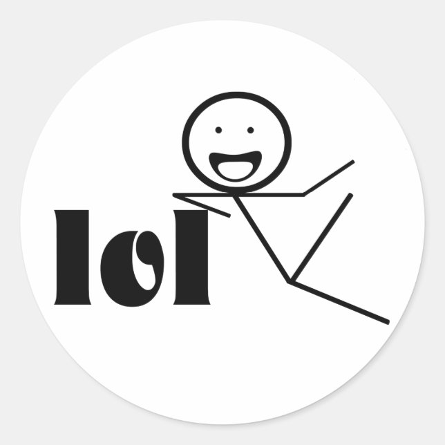 lol stick man classic round sticker (Front)