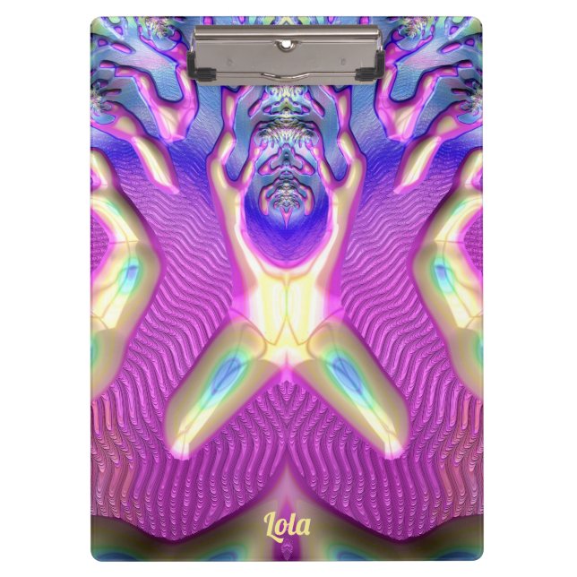 LOLA ~ BIZARRE 3D! ~ Blue Yellow Pink original ~ Clipboard (Front)